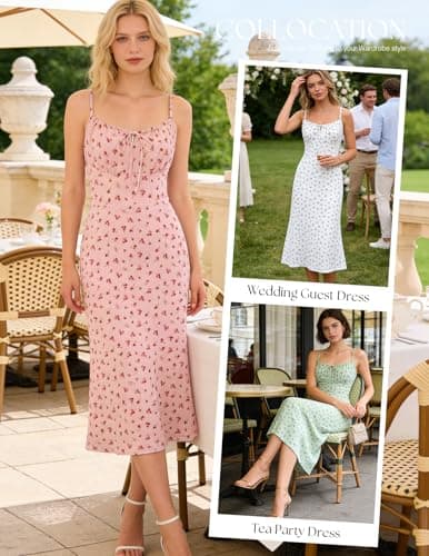 Belle Poque Floral Dress for Women Summer Backless Spaghetti Strap Dresses Cami Dresses Tea Party Dress (Purple Floral,XL) - Thumbnail 5