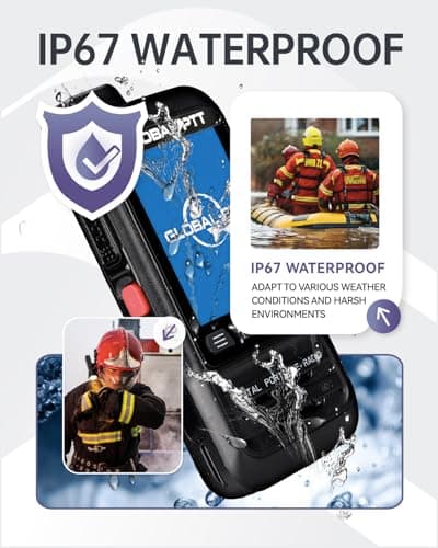 global-ptt P0 PoC Radio Unlimited Range, Lifetime Free PTT License with SIM Card IP67 Waterproof Float Rechargeable Walkie Talkie Nationwide Communication for Business, Marine & Outdoor (2, Black) - Thumbnail 5
