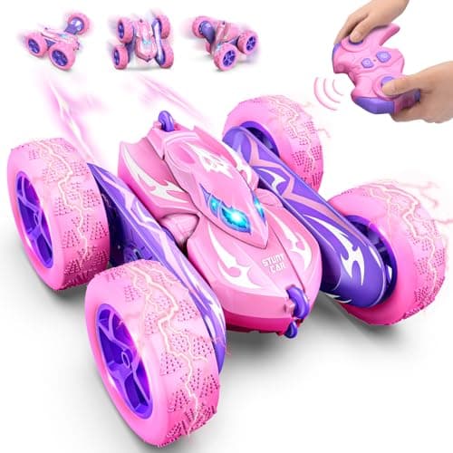 Excitobo Remote Control Car,RC Cars for 4 5 6 7 8 9 10 11 12 Year Old Girl Double Sided 360°Flip 4WD Rechargeable Drift RC Race Car Girls Toys Birthday Gifts Easter Basket Stuffers for Kids Age 4-12