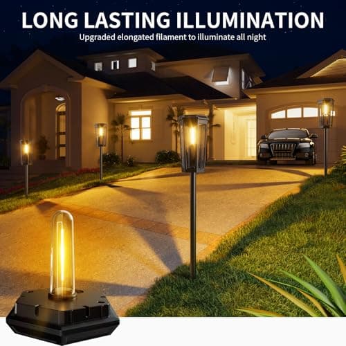KINKAI Solar Pathway Lights Outdoor - 6 Pack Solar Garden Lights Driveway Light Landscape Lighting for Outside Walkway Patio Sidewalk Yard (Warm Light) - Thumbnail 6