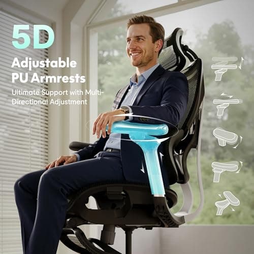 FLEXISPOT ErgoX Max Ergonomic Office Chair with footrest Black - Aluminum Alloy Frame & Base, 661 lb Capacity, 5D Armrests, 4D Adaptive Lumbar & 4D Headrest 1 - Thumbnail 5