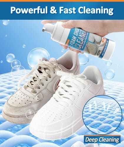 Nanoxa Shoe Cleaner, 6.76 oz Sneaker Cleaner with Brush & Towel, Foam Shoe Cleaning Kit Removes Dirt and Stains for White Shoes, Leather, Boots, Canvas, Fabric Shoes and More - Thumbnail 2