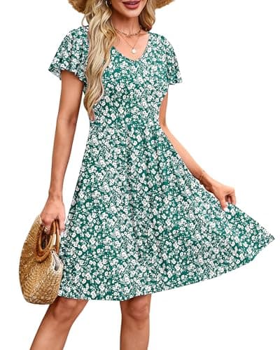 MOLERANI Womens Summer Dresses 2026 - Casual A-Line Sundress with Short Sleeves Floral Print for Beach Vacation S-3XL - Image 1
