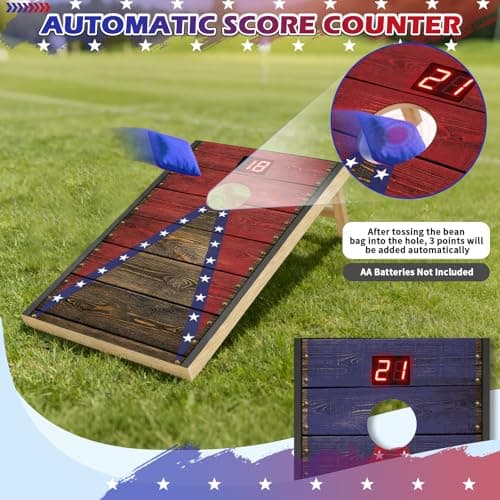 HQGZQL 2x1 ft Cornhole Board Set with Score Counter, Corn Hole Games for Adults with 8 Bean Bags, Portable Cornhole Game with Canvas Bag, Corn Hole Boards Set Regulation Size for Outdoor Lawn Backyard - Thumbnail 2