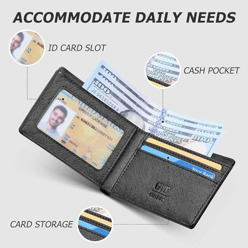 Gostwo Mens Wallet RFID Blocking Slim Minimalist Bifold Wallet with ID Window & Business Card Holder, Thin Front Pocket Design, Stylish Wallet for Men, Teen, Boyfriend, Husband - Thumbnail 2