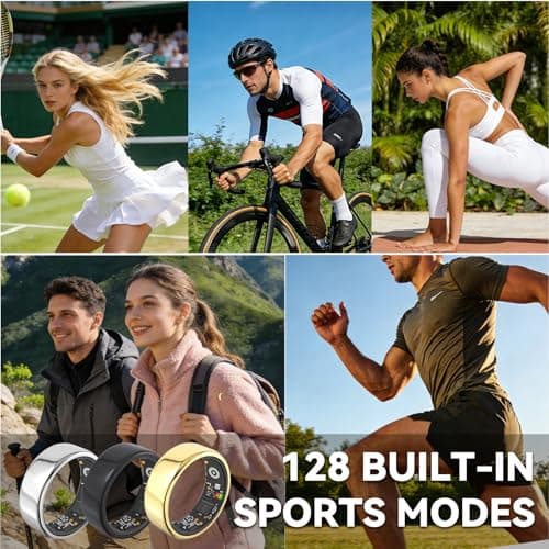 Smart Ring for Women Men,Fitness Tracker Ring,Heart Rate,Blood Oxygen,Step Tracker,Sleep Tracker,Meditation Assistance,No Subscription Fee,IP68 Waterproof Smart Ring for iphone&Android(Black 8) - Thumbnail 5