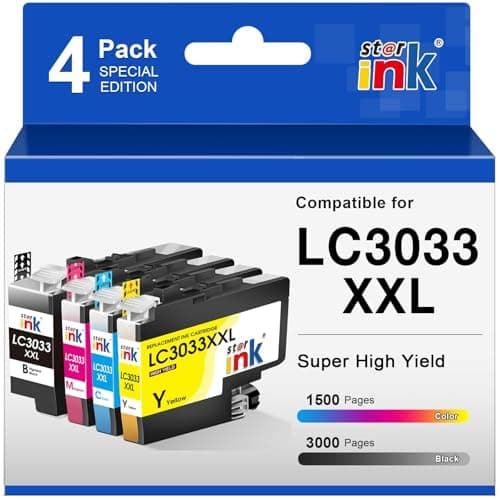 Compatible for LC3033 BK C M Y Ink Cartridges Brother LC3033XXL Super High-Yield Replacement for Brother Ink Cartridges LC3033 LC-3033 LC3035 Work with MFC-J995DW MFC-J805DW MFC-J815DW Printer-4 Packs - Image 1