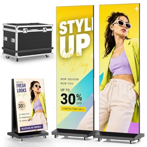 YCKJNB 80″ P1.86 LED Screen Spliceable Flexible Digital Signage Display, Mobile Phone&Computer Software Remote Release, USB Plug-and-Play Full Poster Screen LED Digital Signage Display Black 2-Pack - Image 1