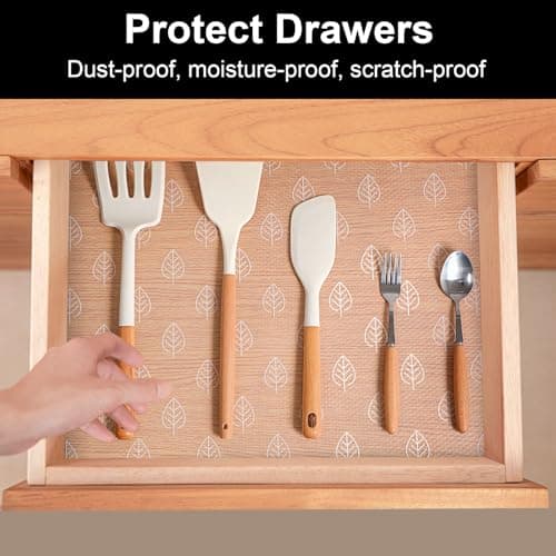 Cooyes Drawer Liner Shelf Liners for Kitchen Cabinets Refrigerator Liners Waterproof & Oil-Proof Kitchen Cupboard Liner Drawer Mats EVA Material Non Adhesive Fridge Liner for Shelves - Thumbnail 2