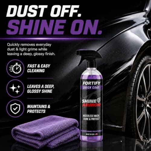 Car Wax Spray and Ceramic Coating for Cars - 3 in 1 Waterless Car Wash and Detailing - Quick Effect Coating Agent for Car - High Gloss Top Coat, Shiny Car Stuff by Shine Armor - Protective Wax 16FlOz - Thumbnail 3