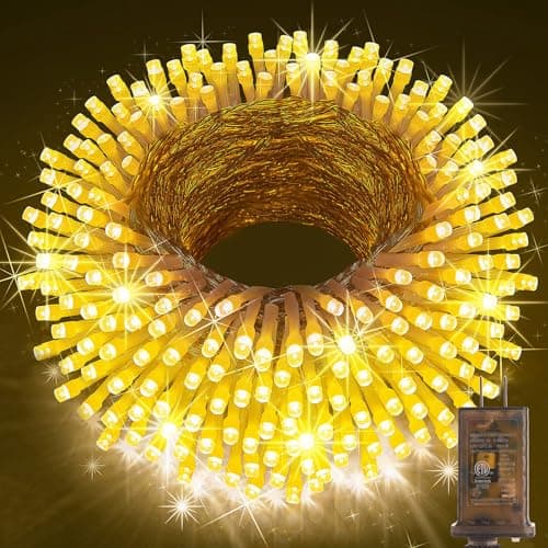 KNONEW 403ft 1000 LED Christmas String Lights Outdoor 8 Modes & Timer Fairy Light Plug in Waterproof LED Wedding Lights for Xmas Yard Tree Party Holiday Decor (Warm White) - Image 1