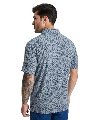 M MAELREG Mens Golf Shirts Short Sleeve Pattern Moisture Wicking Quick Dry Collared Athletic Mens Golf Polo Shirt - Thumbnail 4