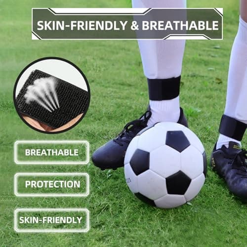 MOTSPO 4PCS Soccer Shin Guard Straps for Kids Youth Adult, Shin Pad Holders, Shinguard Stays, Lightweight & Adjustable, Black & White - Thumbnail 5