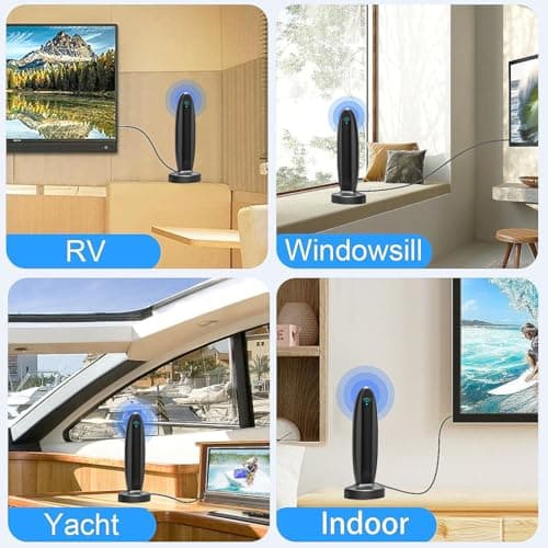 WuayMiy 2026 Upgraded Digital TV Antenna Indoor - Long Range Reception (Up to 580 Miles) - Supports 4K 1080P & ATSC 3.0 Dual Switch Amplifier Signal Booster for Smart TV & Local Channels - Thumbnail 5