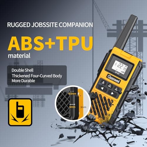 Gaswei G1pro IP67 Waterproof FRS Heavy Duty Long Range Walkie Talkies for Adults, vibrate Rechargeable 2 watt Emergency Two Way Radios, 22 Channel Walky Talky with Li-ion Battery, VOX ，USB-C (2pack) - Thumbnail 5