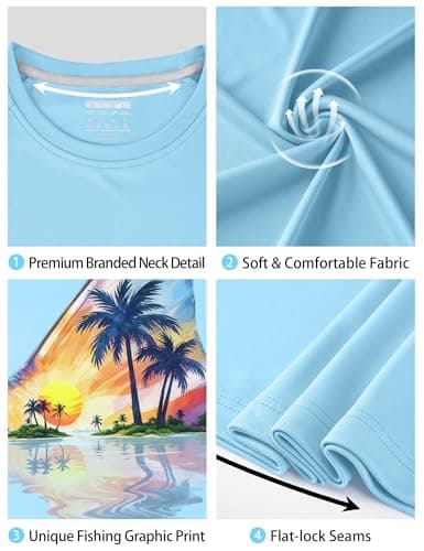 Twekfish Men's UPF 50+ Sun Fishing Shirt, Long Sleeve UV Protection Tee, Quick Dry Rash Guard for Outdoor Swim Hiking, Redtail Fish Graphic - Thumbnail 5