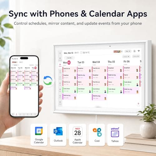 15.6" Digital Calendar, Planner Electronic Calendar & Chore Chart, Touchscreen Interactive Electronic Organizer for Monthly, Weekly & Daily Agenda, Chore Chart, Digital Photo Display, Wall & Desk Mountable - Thumbnail 2