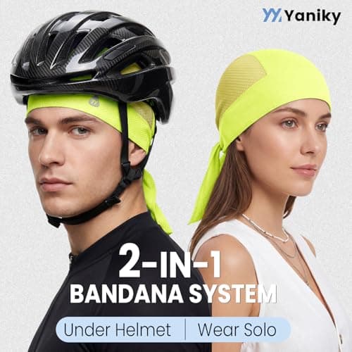 YANIKY Bandana Skull Cap with Neck Flap,Value Set Helmet Liner for Motorcycle Cycling Construction, Cooling Breathable Do Rag - Thumbnail 4