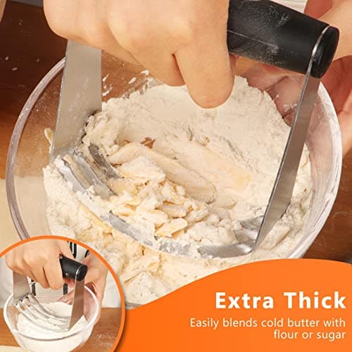 HULISEN Stainless Steel Biscuit Cutter Set, Pastry Scraper and Dough Blender, Sturdy & Long-Lasting with Ergonomic Rubber Grip, Professional Baking Dough Tools, Gift Package (3 Pcs/Set) - Thumbnail 3