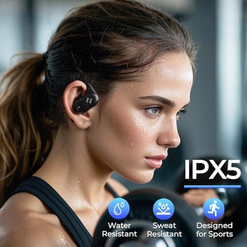 havit Open Ear Headphones, Over Ear Earbuds Bluetooth 5.4 Headphones, Comfort Fit Lightweight, Mic Clear Calls, 64H Playtime, IPX5 Waterproof Earhook Earbuds for Running, Cycling Workouts, Grey - Thumbnail 2