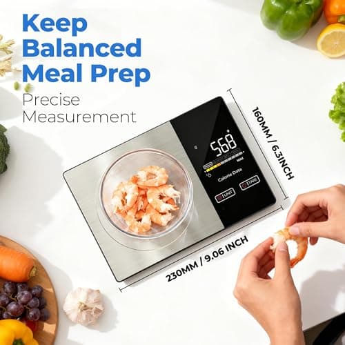 WARMKEY Smart Nutrition Food Scale with App - 1g Precision Digital Kitchen Scale, Tracks Calories & 24 Nutrients, Macros, Fat & Protein for Keto, Fitness & Meal Prep, 11lb/5kg with Tare Function - Thumbnail 2