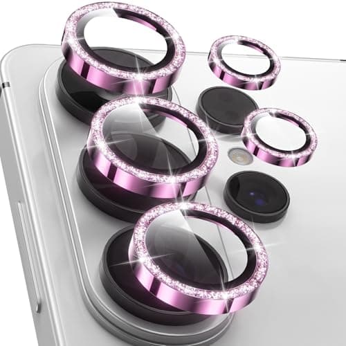 YWXTW Camera Lens Protector for Samsung Galaxy S26 Ultra, [5X Stronger] Glitter Bling Individual Metal Ring Tempered Glass Camera Cover for Galaxy S26 Ultra Accessories, 1 Set