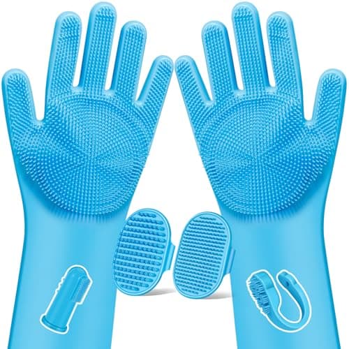 6PCS Grooming & Bath Supplies for Dogs, Cats | Dog Washing Gloves | Dog Bath Brush | Dog Shower Brush | Pet Grooming Gloves | Dog Grooming kit | Pet Supplies for Showerhead & Sprayer (Light Blue)