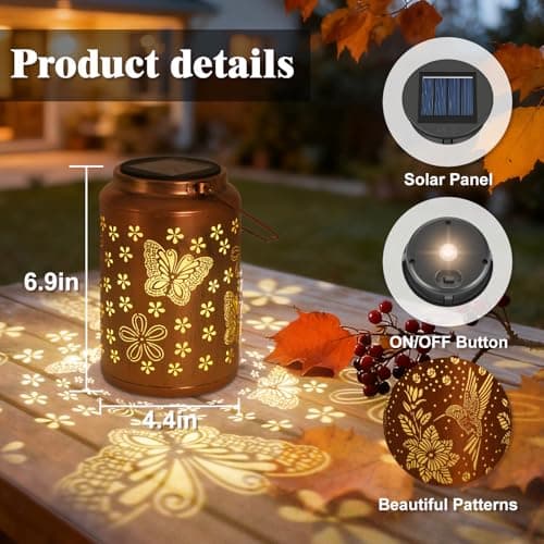 Gifts for Mom 2 Pack Butterfly Solar Lights Outdoor Garden Decor for Outside, Butterflies Solar Lantern Outdoor Waterproof for Outdoor Decor - Thumbnail 4