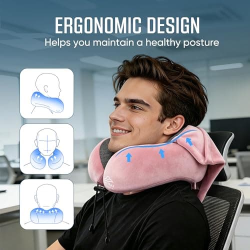 SkytraxComf® Travel Neck Pillow with Hood for Privacy on Long Flights - Thumbnail 3