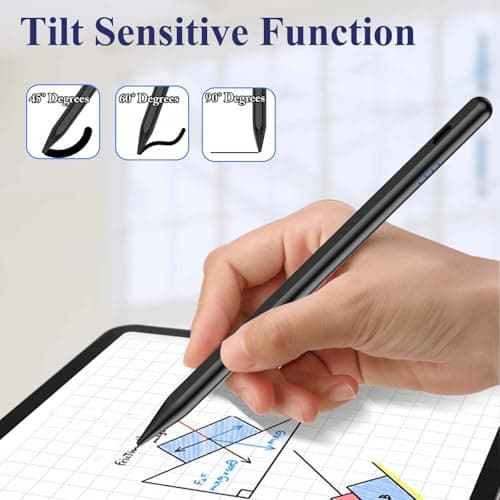 Kenkor Stylus Pen for iPad 9&10&11th(A16) Generation 2018-2025 with Palm Rejection & Tilt, Digital Pen for Apple iPad 6/7/8/9/10/11th(A16), Pro 11"/12.9"/13"/M4, Air 3/4/5th/M2/M3, Mini 5/6th -Black - Thumbnail 6