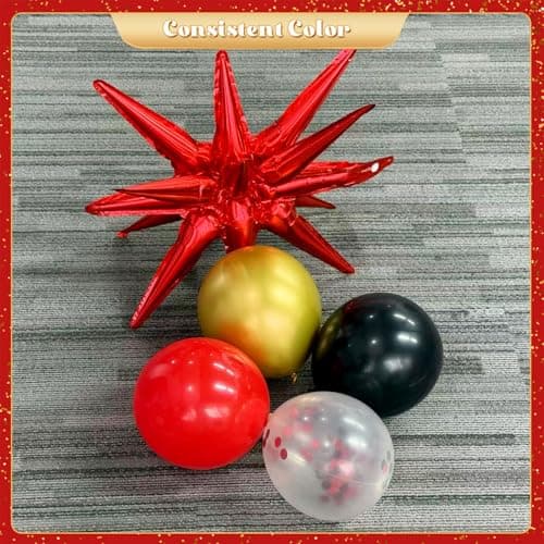 Red and Black Gold Balloon Garland Arch Kit, 140Pcs Red Black Metallic Gold Confetti Balloons With Stars for Birthday Wedding Birdal Shower Anniversary Graduation Casino Party Decorations - Thumbnail 6