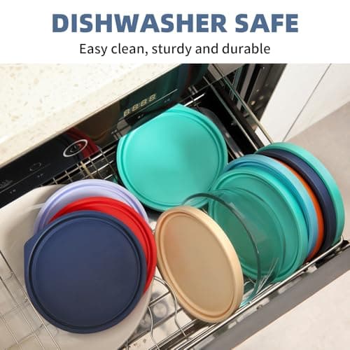Replacement Lids for Pyrex 7200-PC 2 Cup and 7201-PC 4 Cup and 7402-PC 6/7 Cup, Silicone Round Storage Cover Lid for Anchor Hocking Glass Bowl 6 Pack Dark Blue - Thumbnail 5