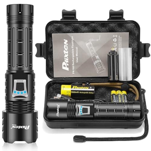 PHIXTON Rechargeable Flashlights High Lumens 100000 Super Bright Long Range 3280FT, Long Lasting 15H Powerful USB C LED Strong Flash Light High Powered, Heavy Duty, Zoomable, for Home Camping Gift - Image 1