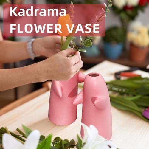 for Her – Embrace Ceramic Vase Set of 2, Pink Hugging Design Flower Vase, Minimalist Romantic Home Decor for Anniversary & Love Gifts - Thumbnail 4
