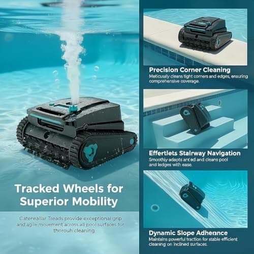 Robotic Pool Cleaner, Cordless Vacuum Pool Robot for In-Ground Pools up to 2153 Sq Ft, Wall/Waterline/Floor Cleaning, Smart Self-Parking, 120-Min Runtime, 4L Filter Basket (4L-Filter Basket) - Thumbnail 5
