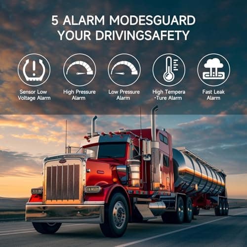 MIRAIDON RV Tire Pressure Monitoring System, TPMS with 10 Sensors, Signal Booster, 5 Alert Modes＆Solar Power, 80ft Sensing Distance,for RVs,Trailers,Trucks, Motor Home (0-188 PSI) - Thumbnail 4