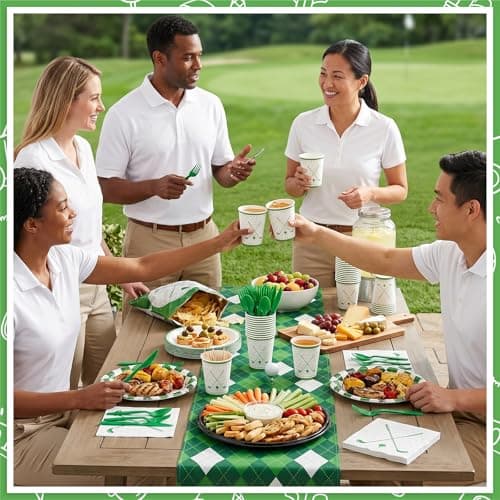 NatNarr 175 Pcs Golf Birthday Party Decorations Include 25 Guest Golf Plates and Napkins Disposable Sports Dinnerware Set Golfs Party Supplies for Master Party, Kids Adult Birthday, Baby Shower - Thumbnail 5