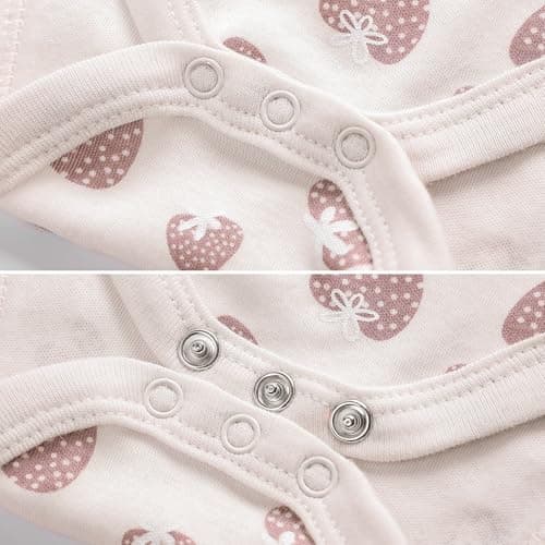 MEYSAHO Baby Newborn Layette 10-Piece Set Cotton Bodysuits Short Sleeve Pants Sets Strawberry Flower Printed for Baby Boys Girls Clothes Unisex Baby Gift Sets for 9 12 Months - Thumbnail 5