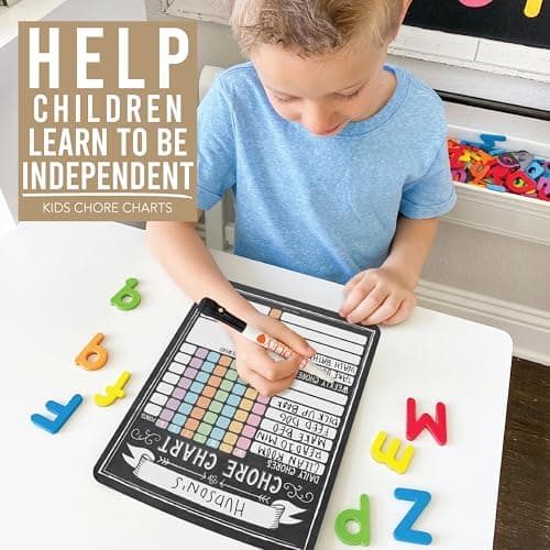 Hadley Designs Magnetic Chore Chart for Kids Multiple Kids – Dry Erase Chores Chart for Adults and Teens, Responsibility Task List for Family, Fridge Task Board Tracker at Home, Chalkboard Chore Board - Thumbnail 4