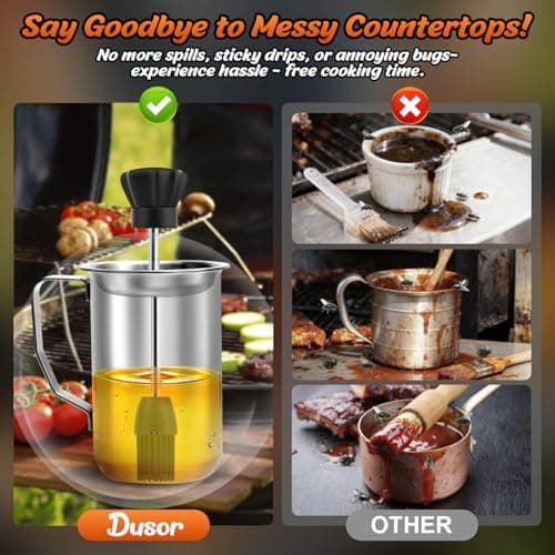 Dusor Gifts for Him Men Women BBQ Sauce Pot and Basting Brush Set, Father' s Day Gifts from Daughter Son Kitchen Gadgets, Grilling Gift for Men, Cooking Grilling Accessories Gift for Dad Husband - Thumbnail 5