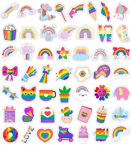 Stickers for Kids,100 PCS Stickers Pack,Rainbow Sticker,Cute Colorful Waterproof Vinyl Art Sticker.Stickers for Water Bottles,Skateboards and Notebooks,Sticker for Teens Girls Kids - Thumbnail 3