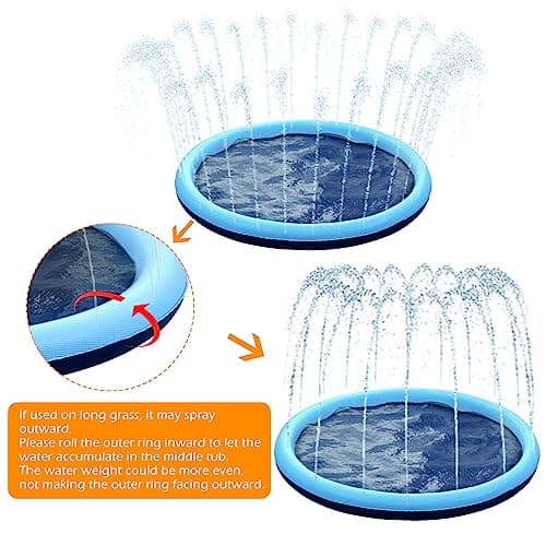 Kids Dog Splash Pad Sprinkler - Jasonwell Non Slip Dog Sprinkler Pad Splash Pool Puppy Dogs Pool Summer Outdoor Water Toys Backyard Durable Splash Pad for Toddlers Kids Small Medium Large Dogs Pet - Thumbnail 6