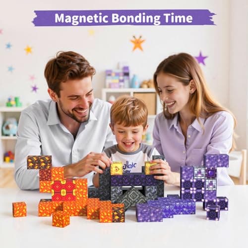 VNLINA Magnetic Blocks Building Toys - 108PCS Magnet Building Block Set Construction Cubes STEM Sensory Stacking Kids Toy for Age 3-5, 4-8, 8-12 - Thumbnail 6