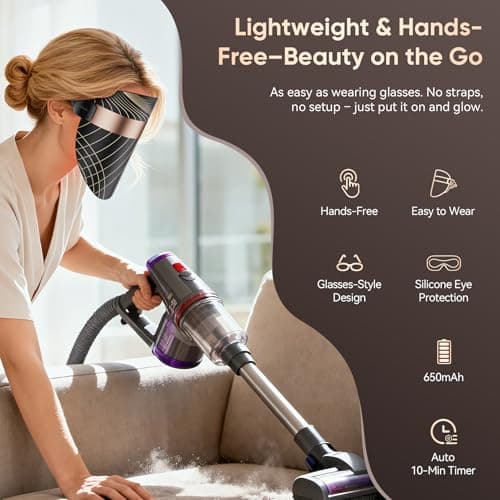 LED Light Therapy Mask, Portable and Ultra-Light Red Light Therapy Mask for Face, Wireless LED Face Mask Light Therapy with Near-Infrared Red Light, Rechargeable, 10 Min-Timer, Ideal Gift for Women - Thumbnail 2