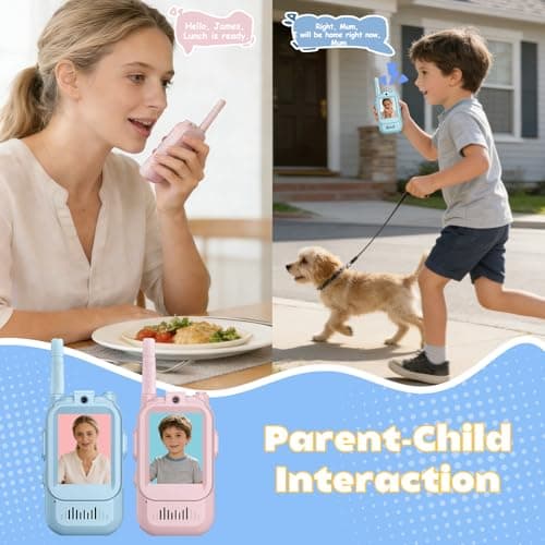 Video Walkie Talkies Gift Toys for Age 3-12 Boys Girls，Kids Walkie Talkie with Screen，Voice Changer and 1000 Feet Long Range 2 Pack Rechargeable Walkie-Talkie for Indoor Play, Camping, Hiking, Game - Thumbnail 4