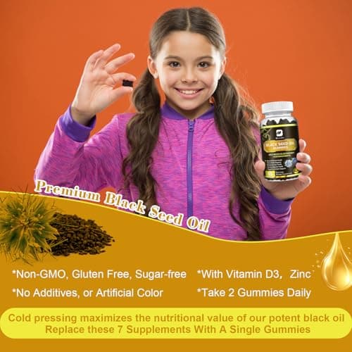 Black Seed Oil & Sea Moss Gummies, 2Pack Irish Sea Moss Gummies with Black Seed Oil, Ashwagandha Extract, Elderberry, Turmeric, Vitamin C, Vitamin D3 - Immune Support, Joints, Digestion, Hair & Skin - Thumbnail 6