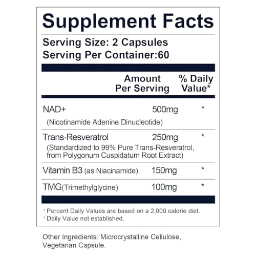 UltraViat NAD+ Supplement 1000mg, Premium NAD+ & Resveratrol Complex for Energy & Anti Aging - 120 Capsules - Thumbnail 2