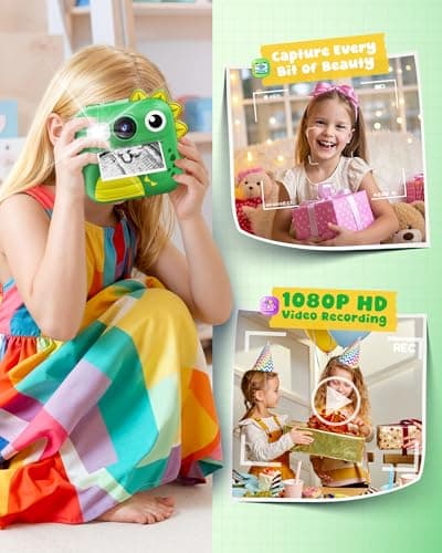 KOKODI Kids Camera Instant Print, Toddler Cameras Christmas Birthday Gifts for Girls Age 3-12, Digital Video Instant Printable Camera for Kids,Toys for Ages 5-7 Girls (Green) - Thumbnail 3
