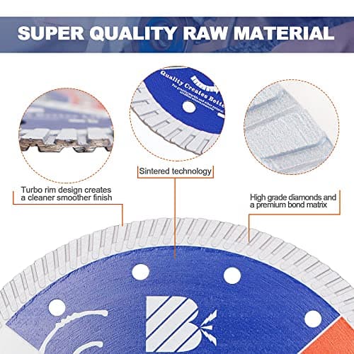 BRSCHNITT Diamond Blade for Masonry, 9 Inch (230mm) with Arbor 1"-7/8" Dry/Wet Continuous Rim Diamond Cutting Disc for Granite, Marble, Stone, Reinforced Concrete - Thumbnail 5