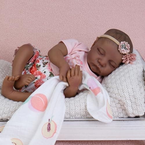 Milidool Lifelike Black Reborn Baby Dolls Girl - 18 Inch Realistic Girl Baby Dolls Black American Newborn Weighted Real Life Baby Dolls with Complete Accessories Gift Set for Kids 3+, Grandparents - Image 1